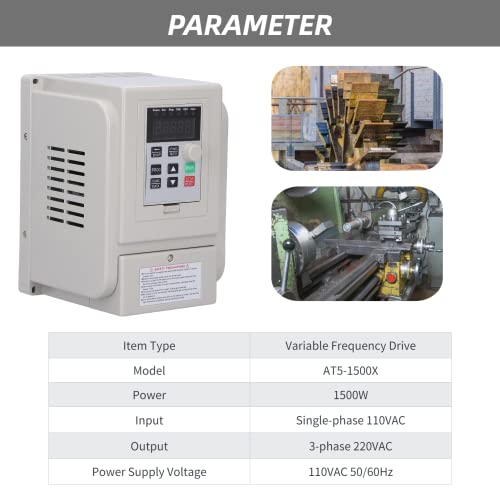 Liccx Unidad de frecuencia variable, 110 V CA 50/60 Hz 1500 W VFD, convertidor de frecuencia inversor VFD (entrada monofásica, salida 3 fases)