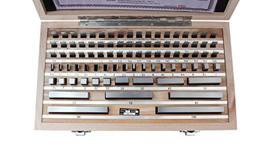 Accusize Industrial Tools Juego de bloques de calibre métrico de 87 piezas, grado 2, estándar alemán Din861 certificado Mfg, 0087-2160