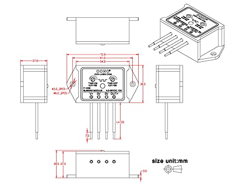 DC 4.5-30V 10Amp Módulo intermitente parpadeante