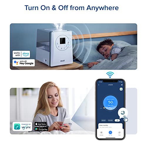 LEVOITHumidificadores para habitación de habitación grande de dormitorio, WiFi inteligente Control de Alexa, 6L Top Relleno fresco y fresco Niebla para toda la casa, aceite esencial, humedad personalizada, LUH-A602S-WUS