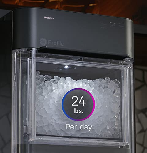 GE Profile Opal 2.0 - Máquina de hielo nugget para la encimera, con depósito lateral, máquina de hielo con conectividad WiFi, esenciales de cocina para un hogar inteligente, acero inoxidable