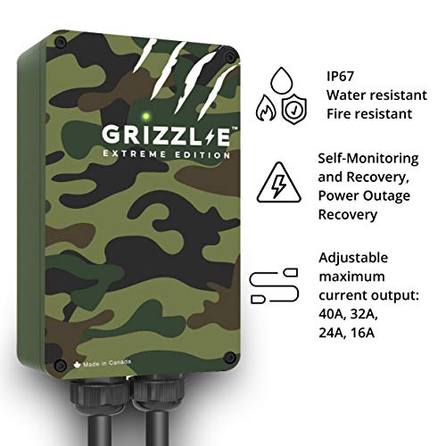 Grizzl-E Cargador VE Nivel 2, 16/24/32/40a Cable Premium de 24 pies, Estación de Carga de automóvil para Interior/Exterior (Extreme 14-24-PB)