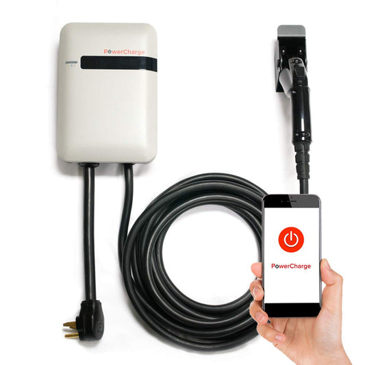 PowerCharge Energy Connect - Electric Vehicle Charging Station - Phone App Control - Plug-in Installation - 25' Cable - 3 yr Warranty - Powerful 32 amp - UL Certified EVSE Charger