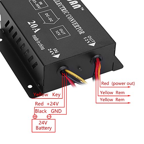 Acouto - Convertidor de corriente CC 24 V a 12 V inversor el閏trico reductor de voltaje, transformador reductor, Default, 24V to 12v/20A/240W