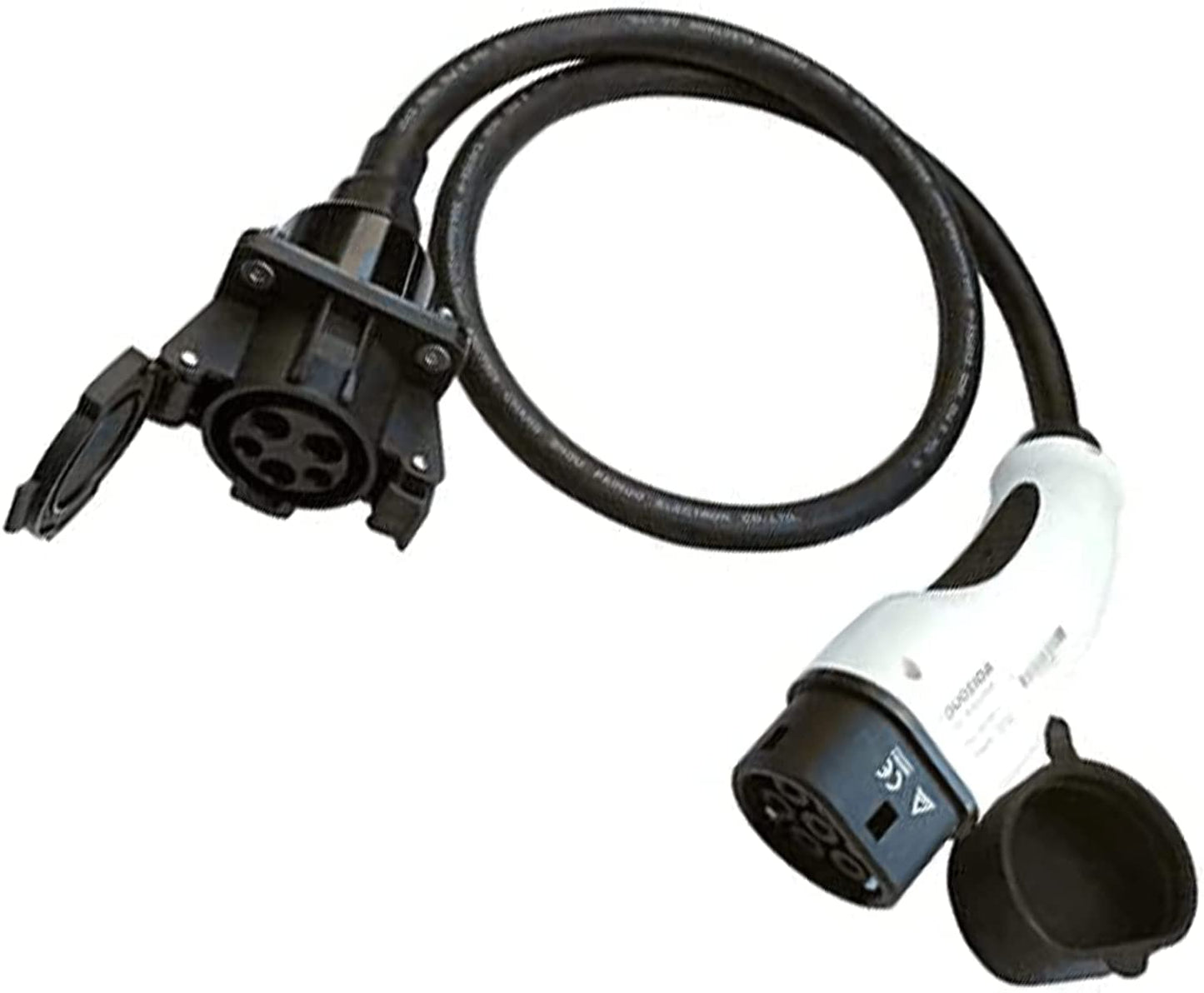 K.H.O.N.S. Adaptador tipo 2 a tipo 1 adaptador 32A EV para cable de carga EV para automóviles estándar estadounidenses (cable de carga de 0.7 ft, 2.0 lbs) (32A tipo 1 a tipo 2 (0.5c))