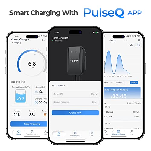 Topdon Cargador EV de nivel 2 40amp Pulse Q AC Home inteligente cargador de coche eléctrico Wi-Fi Evse certificación UL estación de carga de coche