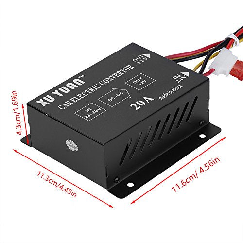 Acouto - Convertidor de corriente CC 24 V a 12 V inversor el閏trico reductor de voltaje, transformador reductor, Default, 24V to 12v/20A/240W