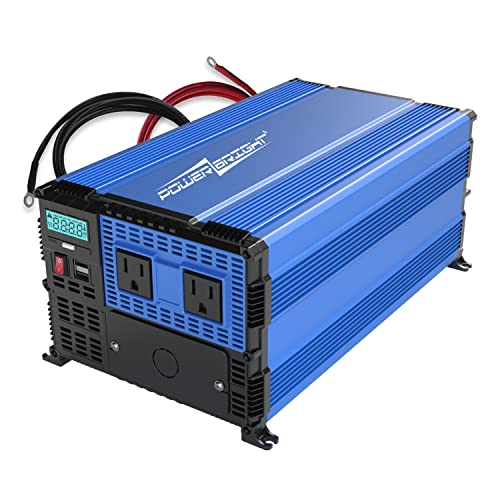 PowerBright Inversor de Potencia de 4000 vatios de 12 V a 110 V, inversor de Coche de Onda sinusoidal modificada, Salidas de CA Dobles de 110 voltios, convertidor de CC a CA con Kit de instalación