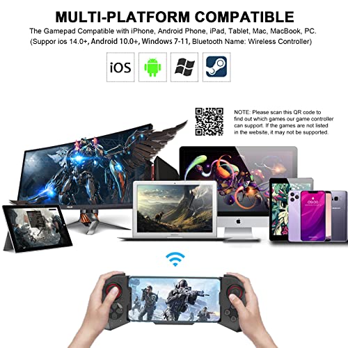 Joso Controlador de juego inalámbrico para iOS iPhone Gamepad compatible con juegos móviles MFi