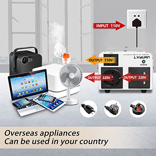 Transformador convertidor de Voltaje de 800 W, Convierte 110 V/120 V a 220 V/240 V o Convierte 220 V/240 V a 110 V/120 V para Viajes, protección contra disyuntores