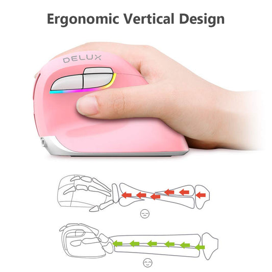 Delux Vertical Mouse with 2.4g RF Dongle and BT 4.0
