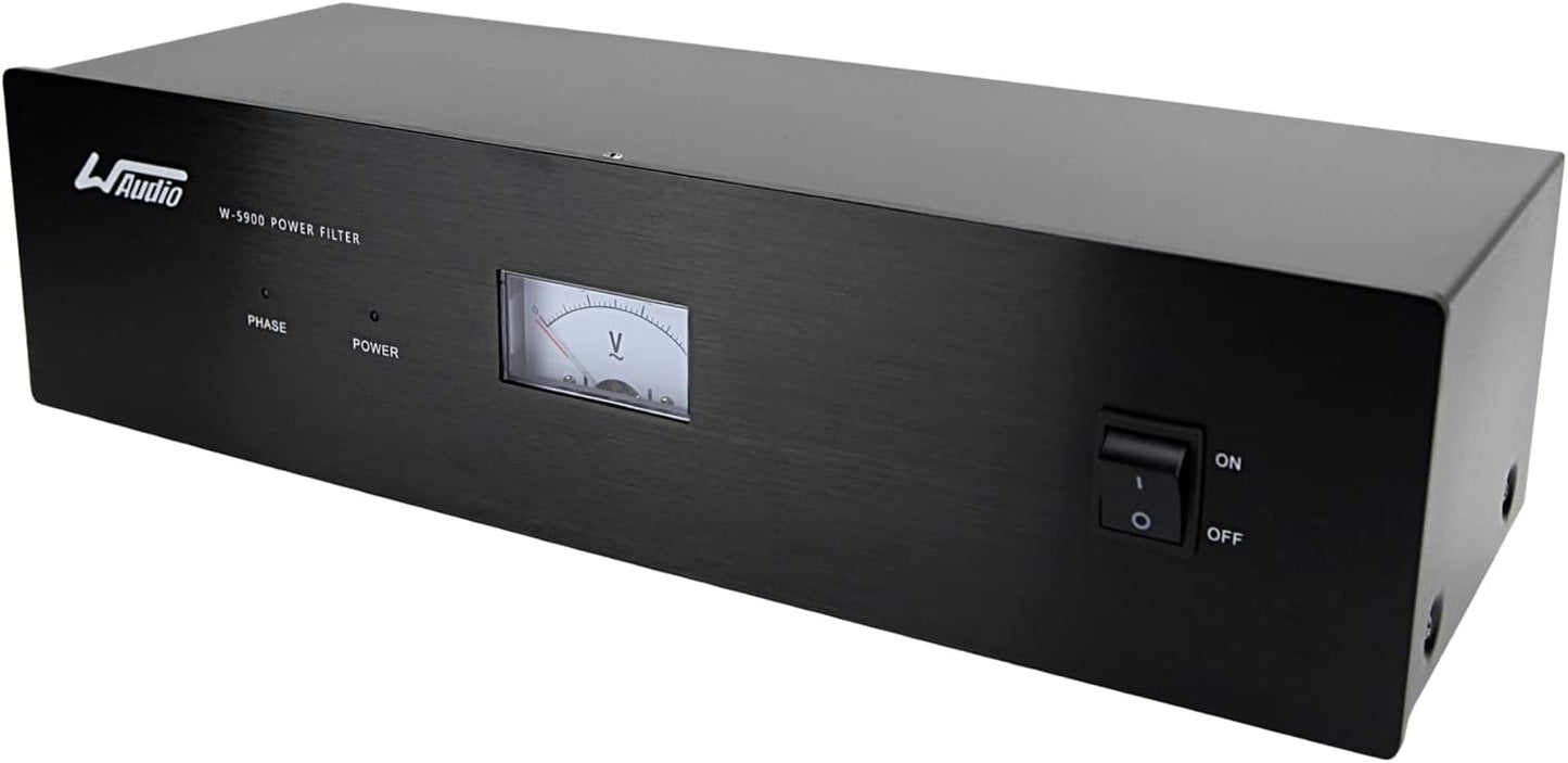 WAudio Acondicionador de energía de ruido de CA - Purificador de red de audio y video Filtro de ruido Protector de sobretensiones con enchufes estándar de EE. UU. (plata)