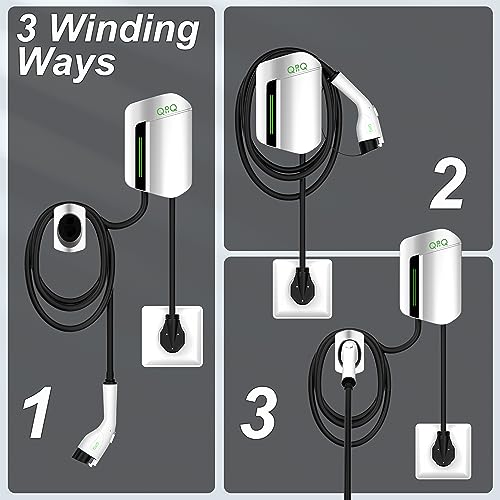 QPQ Cargador EV Nivel 2 48 Amp Cargador Nivel 2 Cargador NEMA 14-50 EV Cargadores para Hogar Nivel 2 UL/FCC ROHS Cargador eléctrico de coche 25 pies Cable 240v Estaciones de carga de vehículos eléctricos Nivel 2 Cargador EV