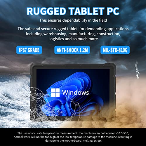 HIGOLEPC - Tableta resistente para Windows 10 Pro de 10.1 pulgadas, 4G LTE, GPS, huellas dactilares, 8 GB RAM/128 GB ROM, batería de 16000 mAh/3.7 V