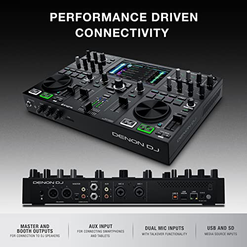 Denon DJ PRIME GO - Consola smart DJ con 2 decks, Sistema DJ portátil con streaming por wifi, pantalla táctil HD de 7’’ y batería recargable