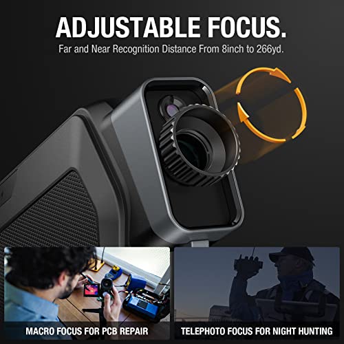 Monocular de imagen térmica con enfoque ajustable, monocular térmico infrarrojo infrarrojo Teslong 256 x 192 con monitor LCD abatible de 3.5 pulgadas, enfoque manual, alcance de visión de calor, monocular térmico para caza