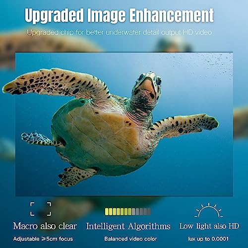 Barlus Cámara subacuática mejorada Lente de enfoque ajustable 5MP Full HD Video POE Cámara para Koi Pond