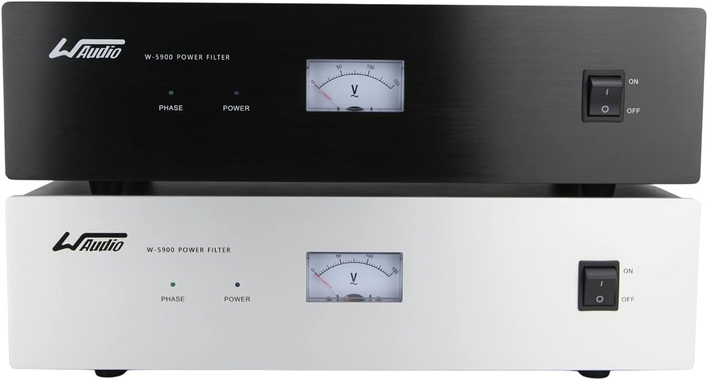 WAudio Acondicionador de energía de ruido de CA - Purificador de red de audio y video Filtro de ruido Protector de sobretensiones con enchufes estándar de EE. UU. (plata)