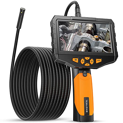 Teslong Endoscopio industrial de 5mp con enfoque automático, boroscopio súper HD con sonda de cuello de cisne de 9.8ft luces LED