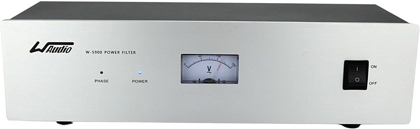 WAudio Acondicionador de energía de ruido de CA - Purificador de red de audio y video Filtro de ruido Protector de sobretensiones con enchufes estándar de EE. UU. (plata)