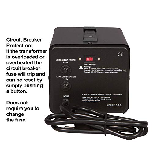 Dynastar conversor y transformador de voltaje hacia arriba y hacia abajo 110-220 a 220-240v 5500W resistente, bobina extra durable