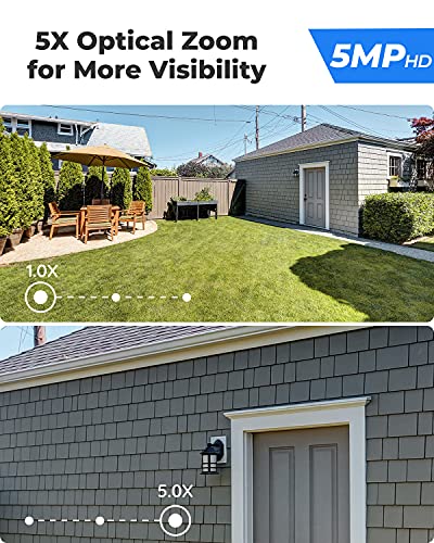 REOLINK Cámara de seguridad de 5 MP para exteriores con focos, zoom óptico 5X, visión nocturna a color, detección de personas/vehículos, sistema de cámara de seguridad WiFi de 2.4/5 GHz, compatible con reproducción inteligente, RLC-511WA