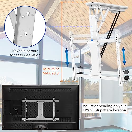 Mount-It! Soporte eléctrico para TV de techo con mando a distancia y driver de aplicación, soporte motorizado abatible en techo para televisores de visualización plana de 32 a 70 pulgadas, color blanco MI-4224W
