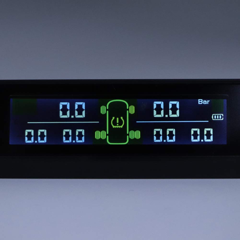 Sistema de monitor de presión de neumáticos, sistema de monitor de presión de neumáticos, detector TPMS alimentado por energía solar con sensor externo LCD 6 para caravana, camión, grande, SUV, Big G Pickup