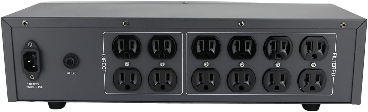 WAudio Acondicionador de energía de ruido de CA - Purificador de red de audio y video Filtro de ruido Protector de sobretensiones con enchufes estándar de EE. UU. (plata)