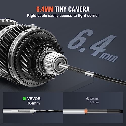 VEVOR Cámara articulada de boroscopio con luz, cámara de inspección endoscopio articulado bidireccional con lente pequeña de 0.252 in, pantalla IPS 1080P HD de 5 pulgadas, zoom 8X, cámara de serpiente de luz LED para automoción, fontanería