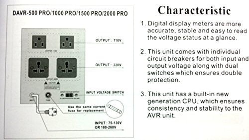 norstar davr-1500 1500 W, 110/120 A 220/240 o 220/240 To 110/120 Paso arriba y abajo Voltaje Transformador y regulador automático de voltaje estabilizador