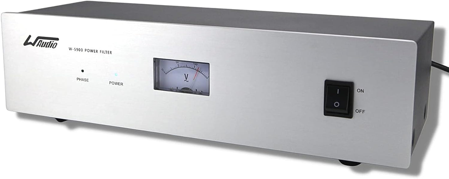WAudio Acondicionador de energía de ruido de CA - Purificador de red de audio y video Filtro de ruido Protector de sobretensiones con enchufes estándar de EE. UU. (plata)