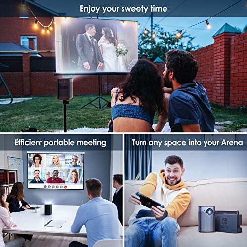 Xgimi Halo True 1080p Full HD Mini proyector portátil Android TV 9.0 5000+ aplicaciones nativas, Harman/Kardon, 800 ANSI Lumen al aire libre WiFi Bluetooth