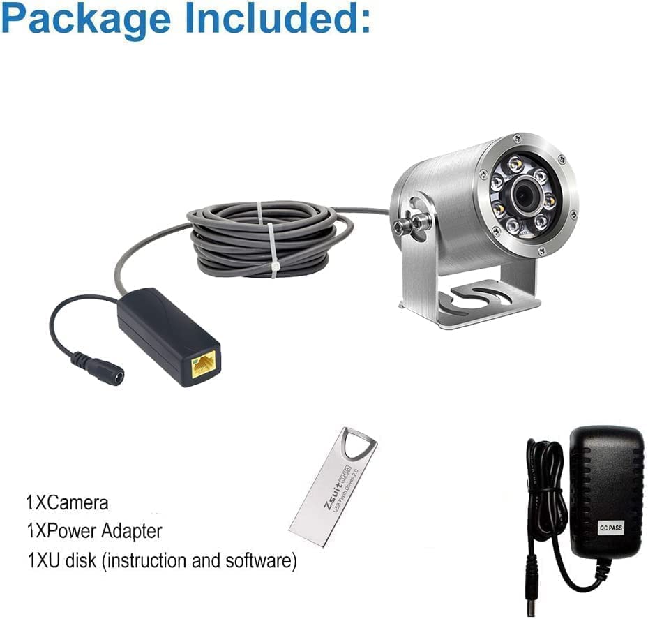 Barlus Cámara subacuática mejorada Lente de enfoque ajustable 5MP Full HD Video POE Cámara para Koi Pond