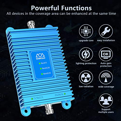 Band 2/5/13/25/26 - Amplificador de señal de teléfono celular para el hogar Subroad Amplificador de señal celular, soporte 5G, soporte de refuerzo celular