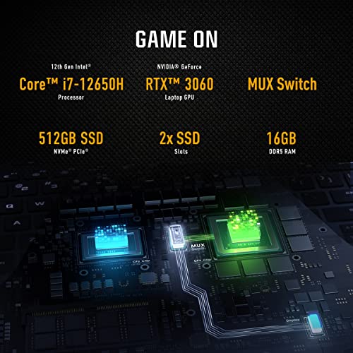 Asus TUF Dash 15 (2022) Gaming Laptop, 15.6” 144Hz FHD Display, Intel Core i7-12650H, GeForce RTX 3060, 16GB DDR5, 512GB SSD, Thunderbolt 4, Thunderbolt 4, Windows 11 Home, Off Black, FX517ZM-AS73