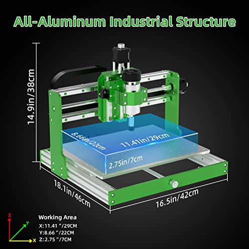 FoxAlien x WoodMads WM-3020 - Enrutador CNC para espeleología de metal, rieles lineales de husillo de 300 W y tornillos de bola, fresadora de 3 ejes para aluminio, cobre, madera, acrílico