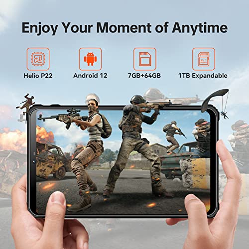 OUKITEL RT3 - Tableta Android 12, resistente al agua, 8 pulgadas, Octa Core 7 GB+64 GB 1 TB expandible, batería de 5150 mAh, cámara de 16+8 MP, tabletas IP68e IP69K, 4G Dual SIM/5G WiFi/BT5.3/GPS