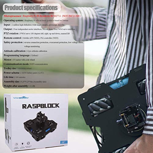 Robot inteligente Yahboom AI para cámara Raspberry Pi 4B 3-DOF con kit omnidireccional de rueda mecánica RASPLBLOCK