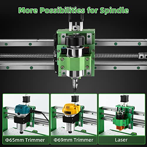 FoxAlien x WoodMads WM-3020 - Enrutador CNC para espeleología de metal, rieles lineales de husillo de 300 W y tornillos de bola, fresadora de 3 ejes para aluminio, cobre, madera, acrílico