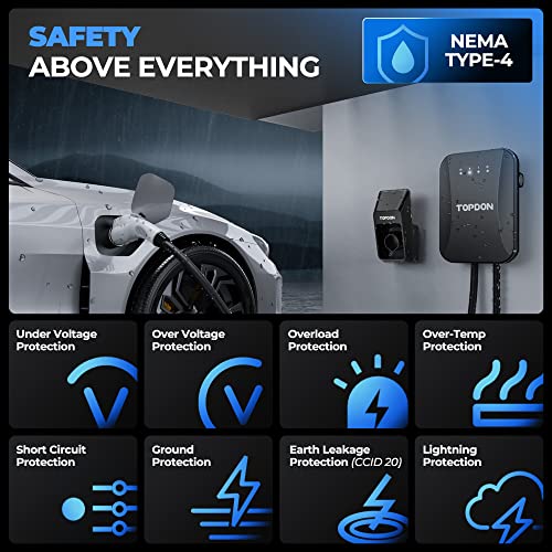 Topdon Cargador EV de nivel 2 40amp Pulse Q AC Home inteligente cargador de coche eléctrico Wi-Fi Evse certificación UL estación de carga de coche