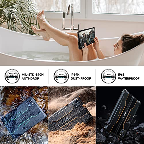 OUKITEL RT3 - Tableta Android 12, resistente al agua, 8 pulgadas, Octa Core 7 GB+64 GB 1 TB expandible, batería de 5150 mAh, cámara de 16+8 MP, tabletas IP68e IP69K, 4G Dual SIM/5G WiFi/BT5.3/GPS