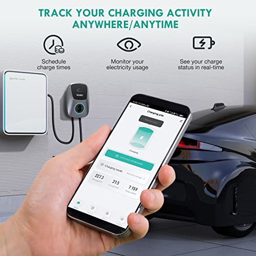 Aimiler Cargador de vehículo eléctrico de nivel 2, 48 A, 240 V, 11.5 KW con NEMA 14-50P, estación de carga de coche para interiores y exteriores con aplicación, Wi-Fi y Bluetooth EVSE