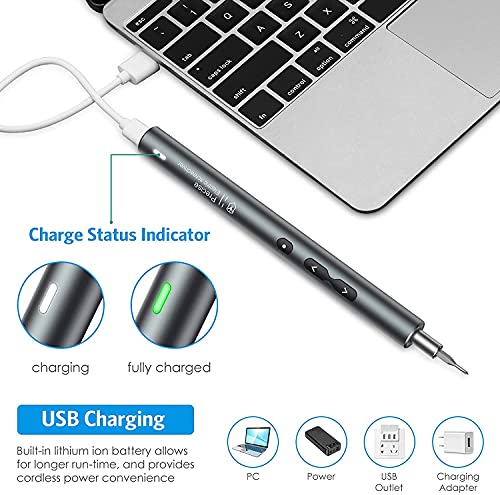 Destornillador Eléctrico, Regalos para el Día del Padre, Juego de Destornilladores de Precisión 28 en 1 con 24 Puntas y Cable USB