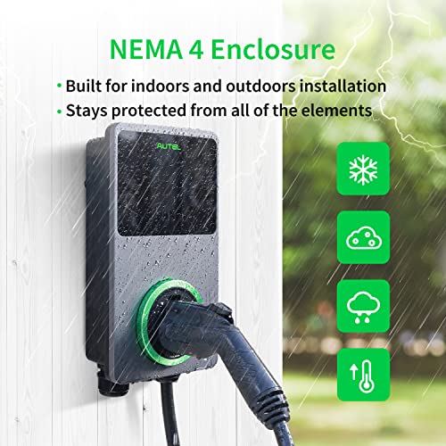 Autel MaxiCharger Home - Cargador inteligente de vehículo eléctrico (EV), 50 amperios nivel 2 Wi-Fi y Bluetooth EVSE con tarjetas RFID