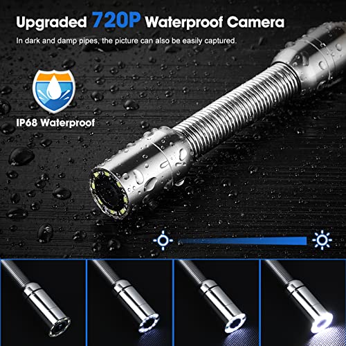 Comstex Cámara de alcantarillado boroscopio de pantalla IPS de 9 pulgadas, equipo de inspección de tubo de video con cable de 82 pies, IP68