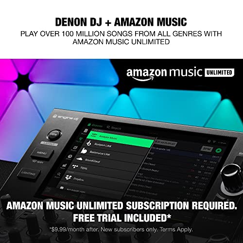 Denon DJ SC Live - driver no empotrado de 4 canales, mezclador de 4 canales, transmisión ilimitada de Amazon Music, Wi-Fi, altavoces, compatible con Serato DJ y DJ virtual