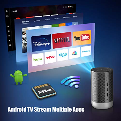 WiMiUS Q1 Mini Android TV Proyector (2G+16G), 500 ANSI Lumens Native 1080p Projector with 5G Wi-Fi, Bluetooth, 3D, 5,000+ Apps
