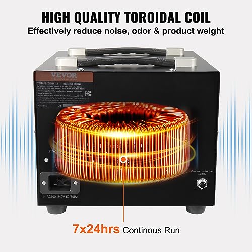 VEVOR Transformador convertidor de voltaje, 3000 W, transformador elevador/descendente de servicio pesado, conversión de 110 voltios a 220 voltios y de 220 voltios a 110 voltios, con salida de EE. UU., puerto USB de 5 V, certificado CE