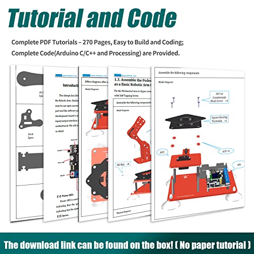 Adeept Kit de brazo de robot de 5-DOF robótico de 5 ejes compatible con Arduino IDE programable DIY codificación STEM brazo robótico con código de procesamiento de pantalla OLED y tutoriales PDF, color negro